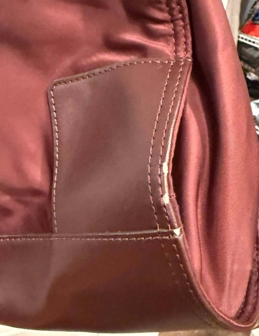 Tory Burch Large Ella Tote Bag in Maroon Nylon and Leather Trim - Picture 4 of 5